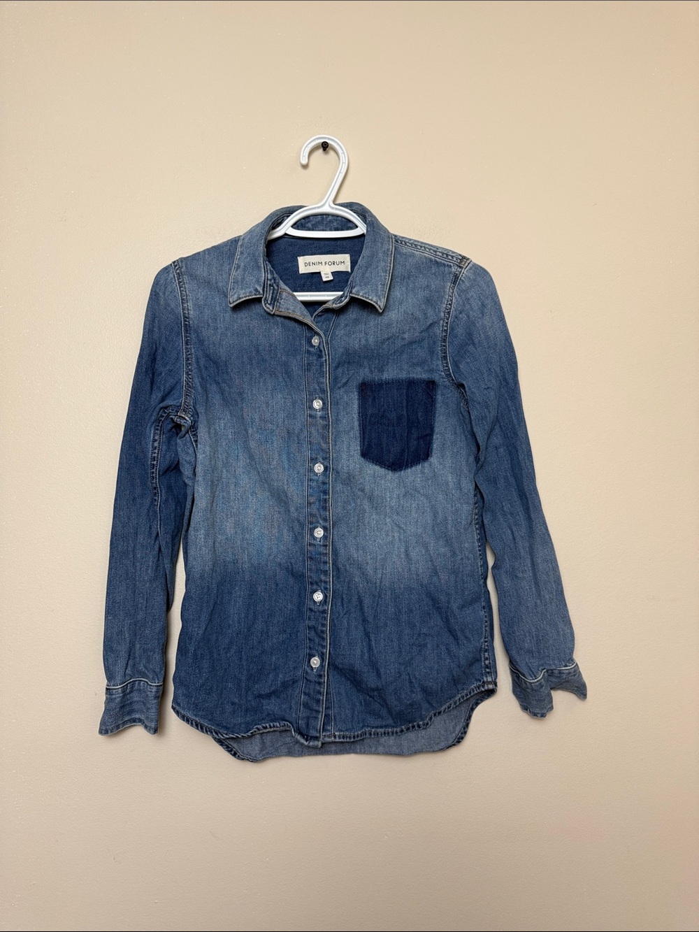 Denim Forum Blue Denim Button-Down Shirt size XS